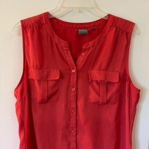 New York & Company Coral Button Down Top